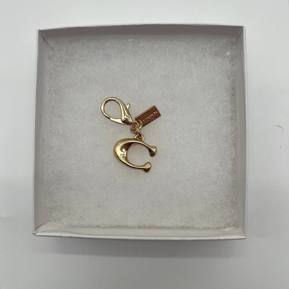 COACH Signature Bag Charm with Micro Hangtag, Gold